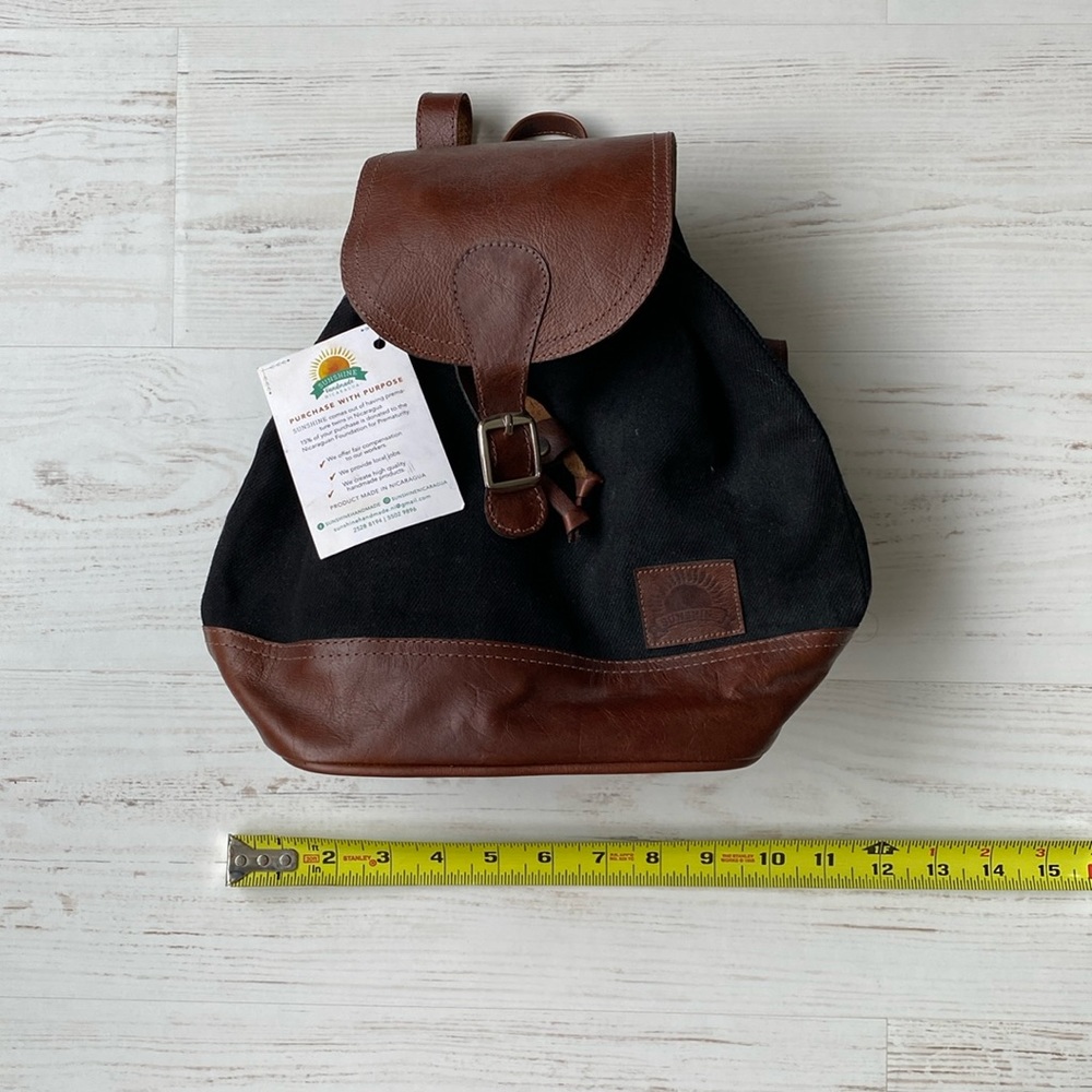 Beautiful canvas backpack with leather trim NWT